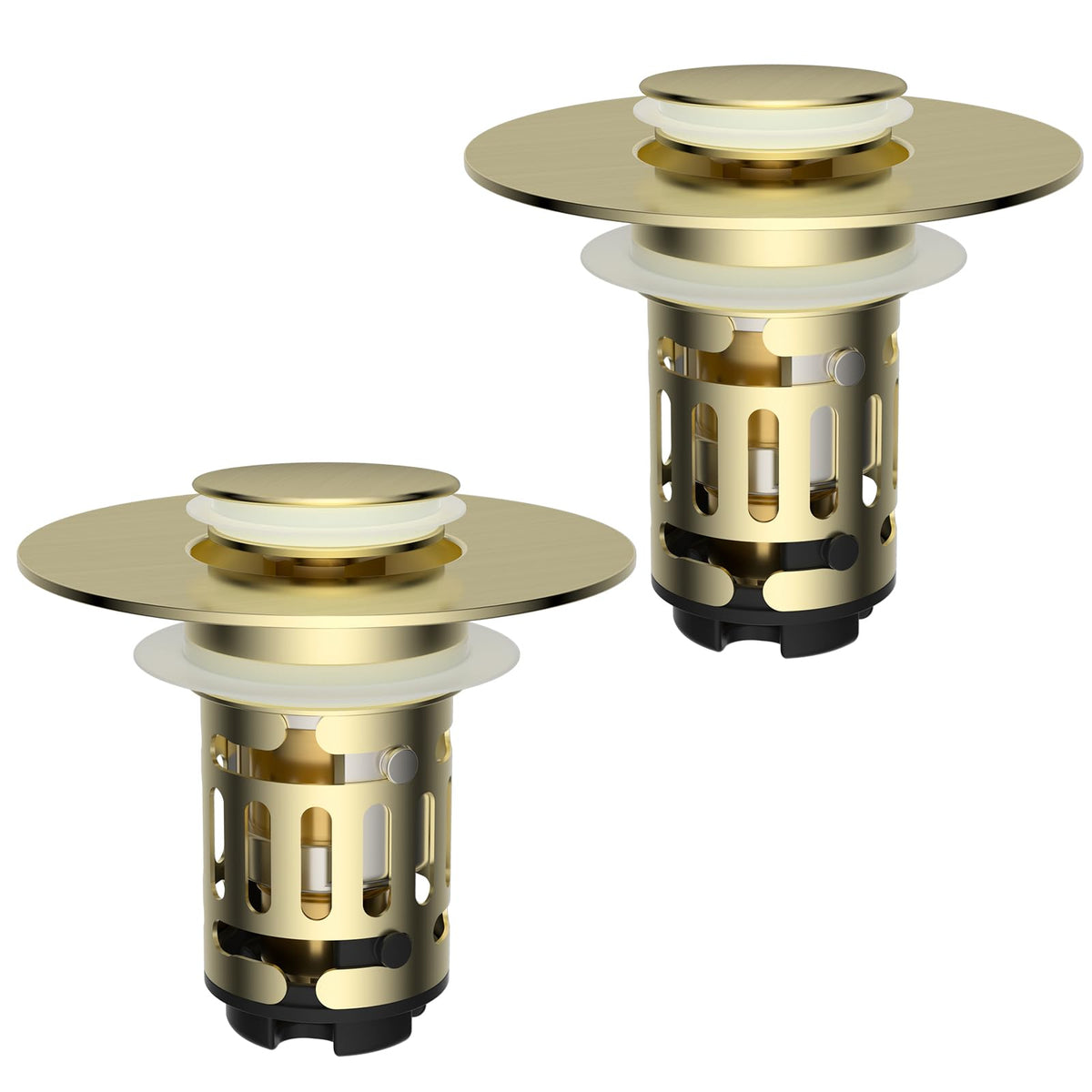 Hibbent 2 PCS Upgraded 3 in 1 Bathroom Sink Drain Strainer, Pop Up Stopper
