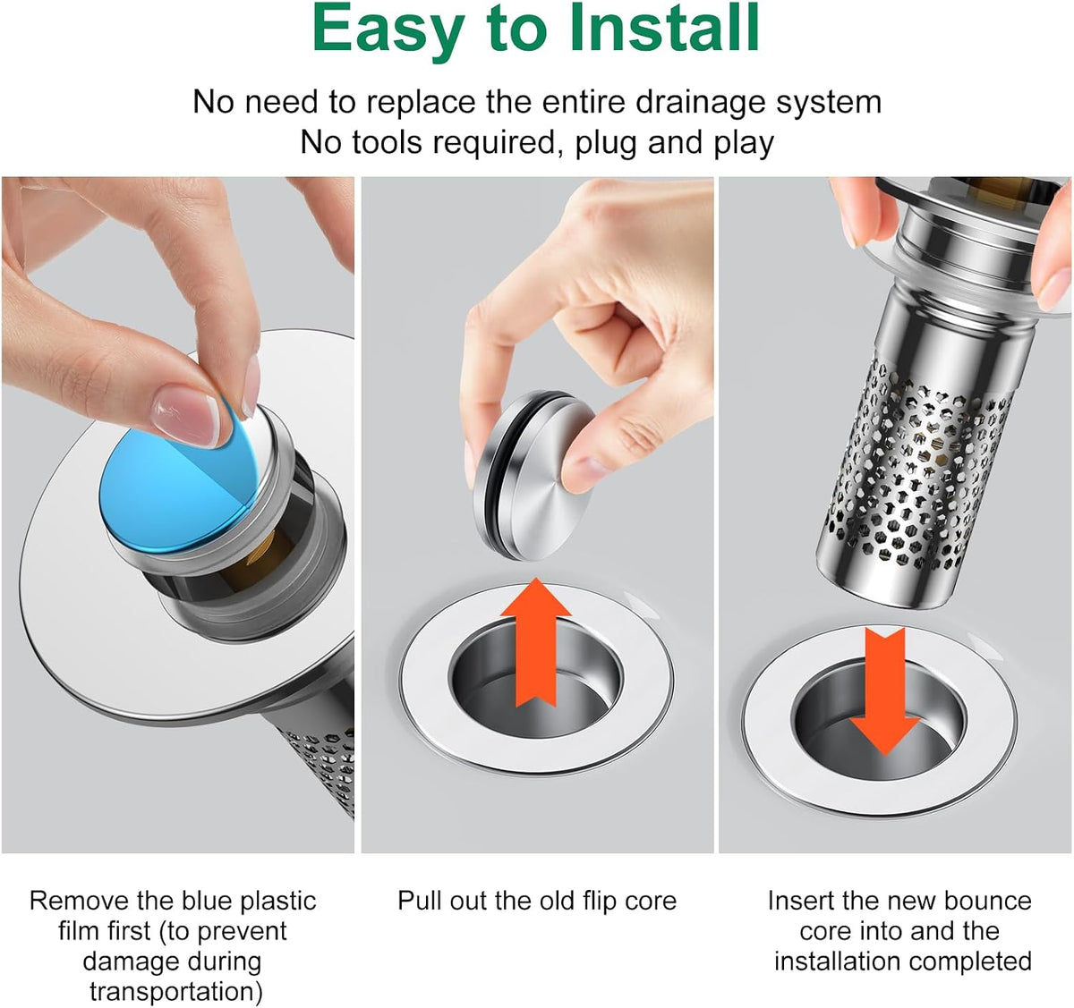 Bathroom Sink Drain Strainer,Universal Pop-Up Sink Stopper Hair Catcher