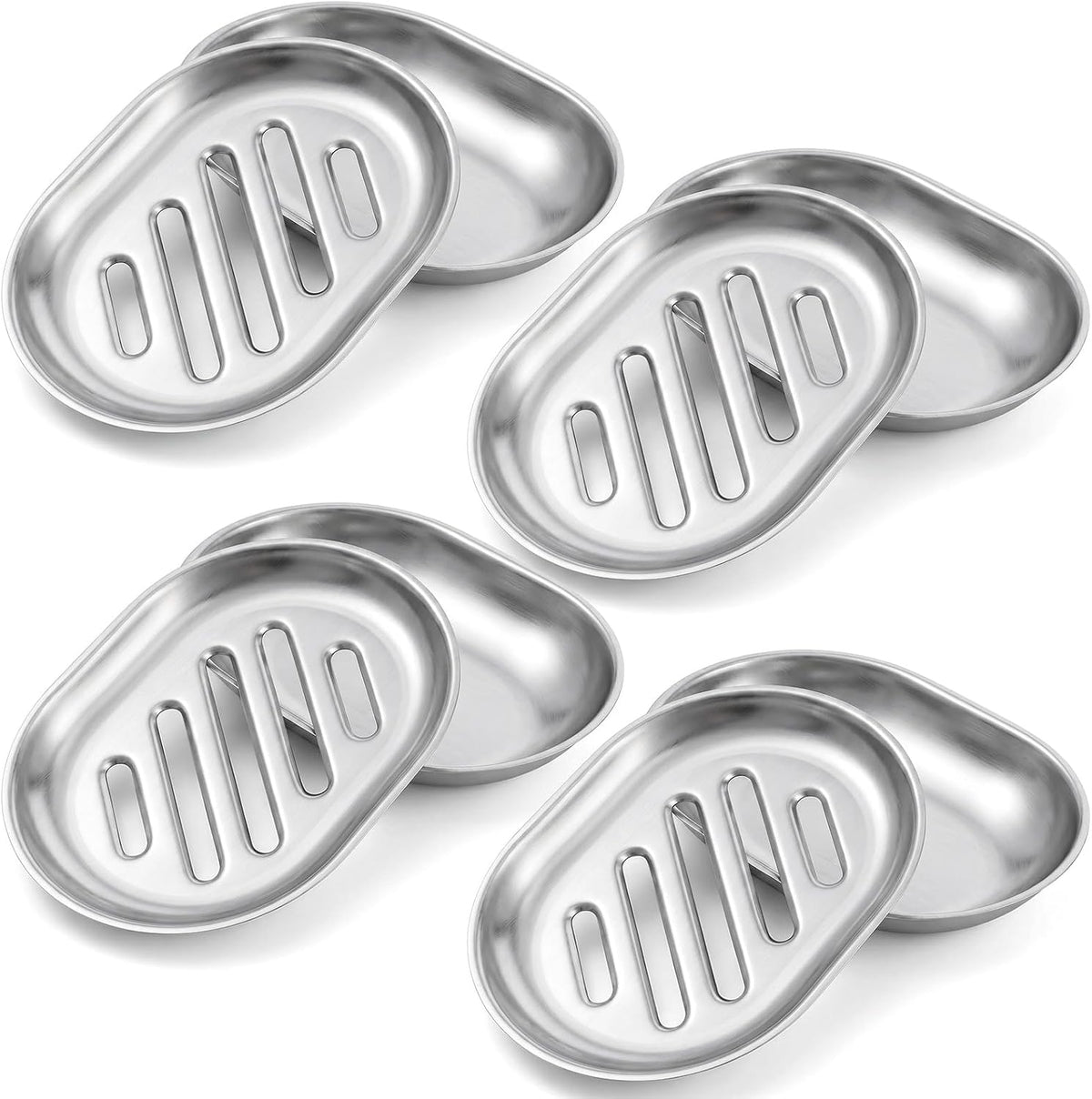 4-Pack Stainless Steel Soap Dish for Shower & Kitchen Sink – Heavy Duty 304 Metal Soap Holder with Drainage, Anti-Rust Brushed Finish, 5x4x0.8 Inch Soaps Bar Tray for Bathroom or Countertop