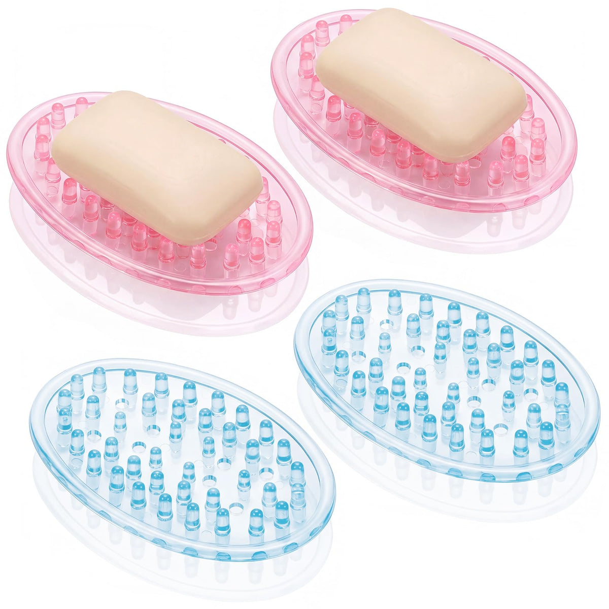 6 Pcs Soap Dish with Holes for Kitchen Bathroom, Clear