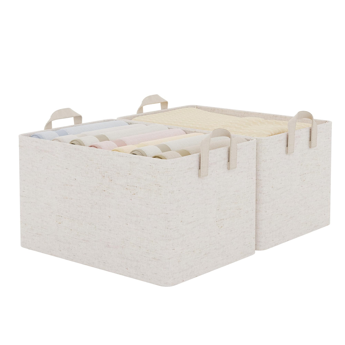 StorageWorks Storage Basket for Shelves, Storage Bins, Beige, 2-Pack