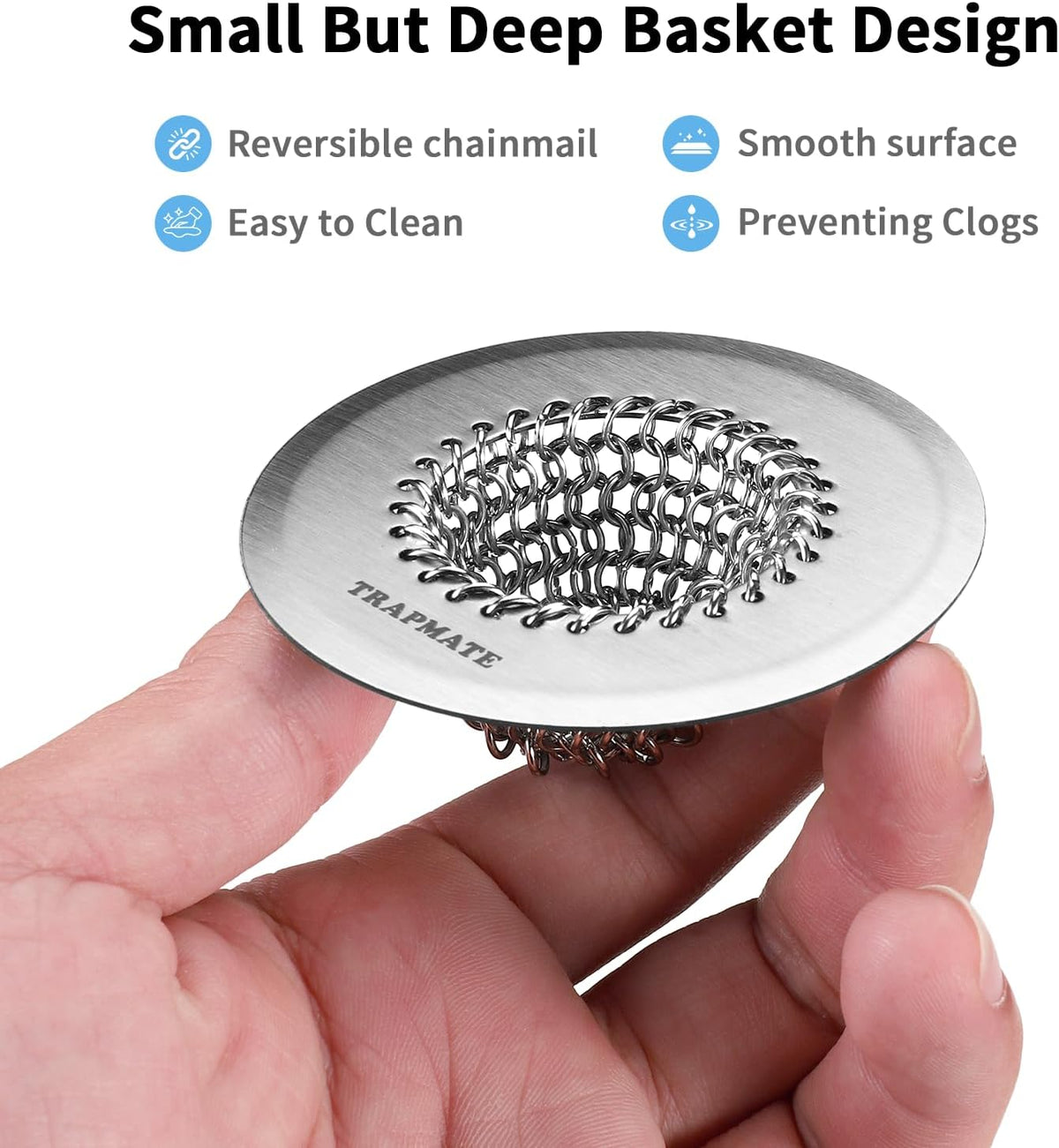 TRAPMATE Shower Drain Hair Catcher, 2.8" Bathtub Stopper Drain Strainer Kit