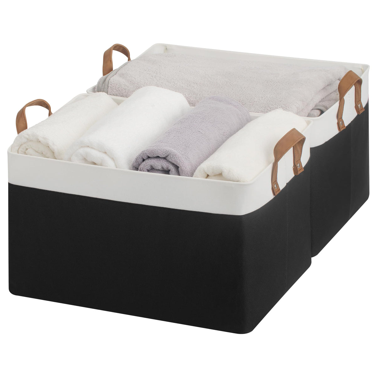 StorageWorks Storage Basket for Shelves, Storage Bins, Beige, 2-Pack