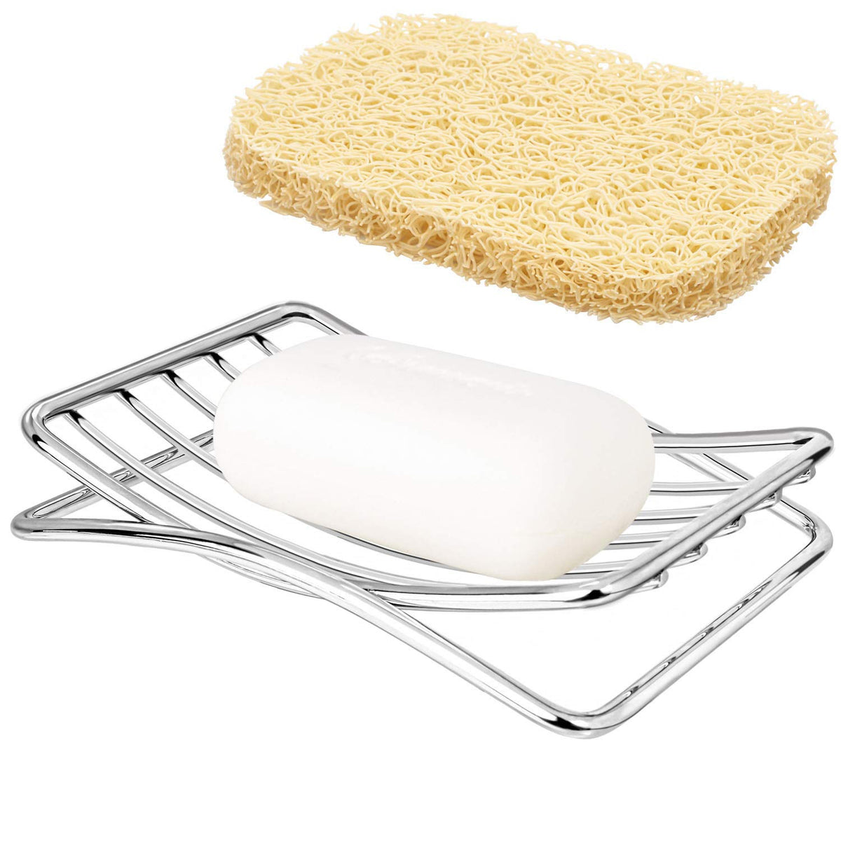 Bar Soap Dish Holder for Shower Bathroom Stainless Steel Rust Proof Self Draining, Chrome-2 Pack