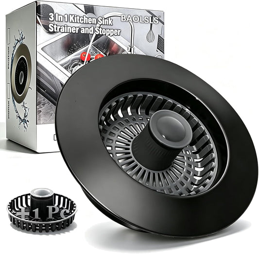 BAOLSLS 3 in 1 Kitchen Sink Stopper, Pop Up Kitchen Sink Drain Strainer