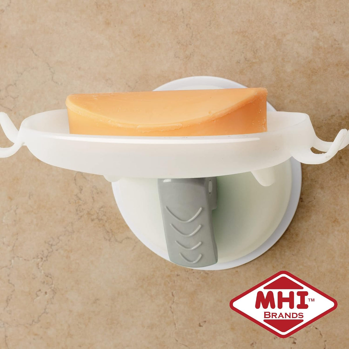 Mommy's Helper Safe-er-Grip Soap Dish with Razor Hooks, White Plastic