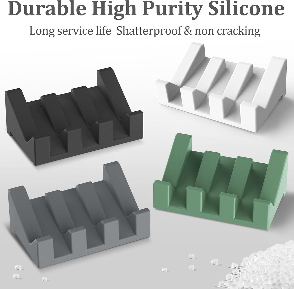 Silicone Soap Dish,3PCS Self Draining Bar Soap Holder,Dark Gray