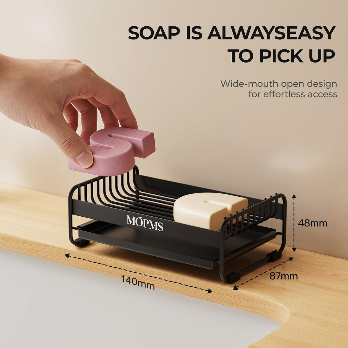 MOPMS Soap Dish for Shower, Carbon Steel Bar Soap Holder with Drainage