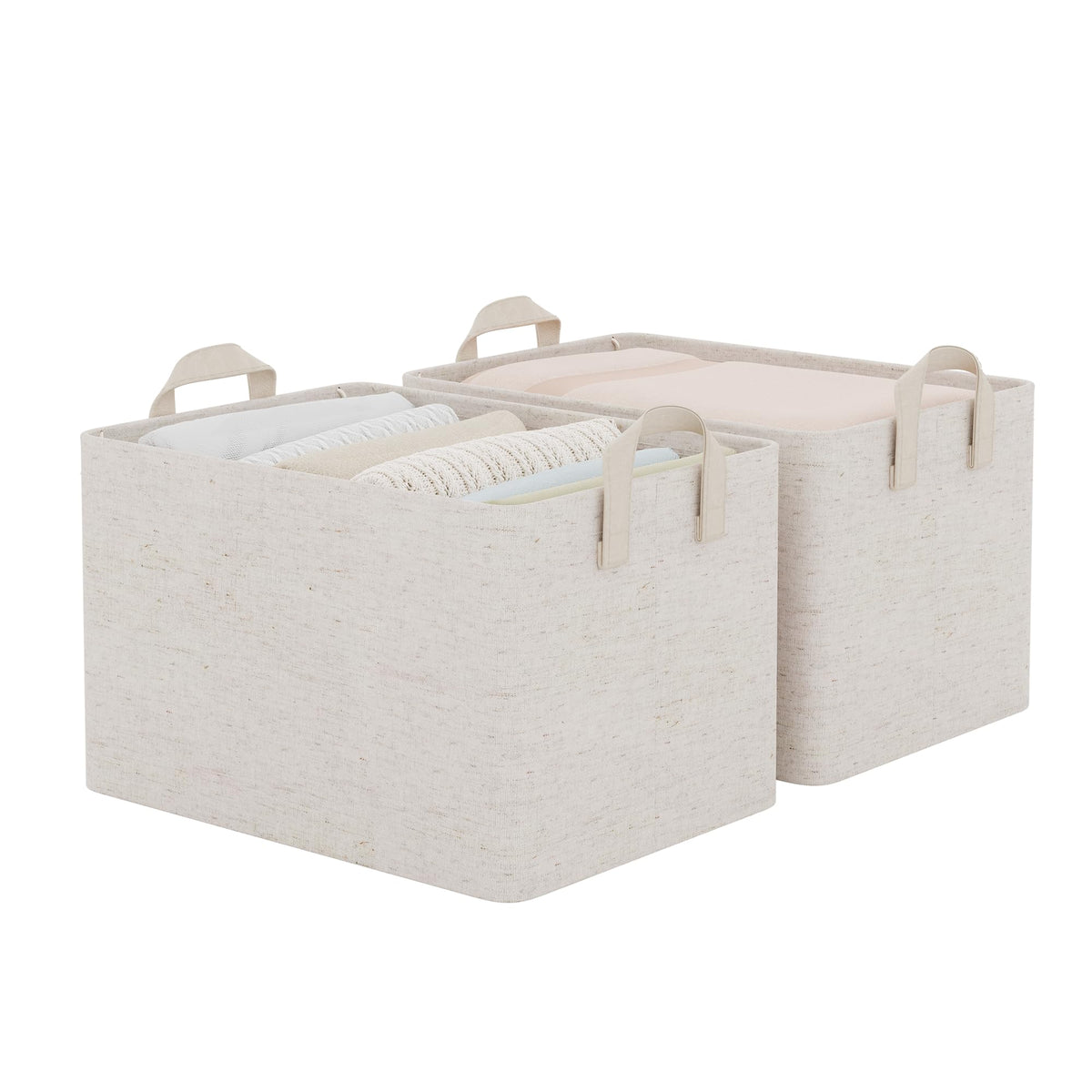 StorageWorks Storage Basket for Shelves, Storage Bins, Beige, 2-Pack