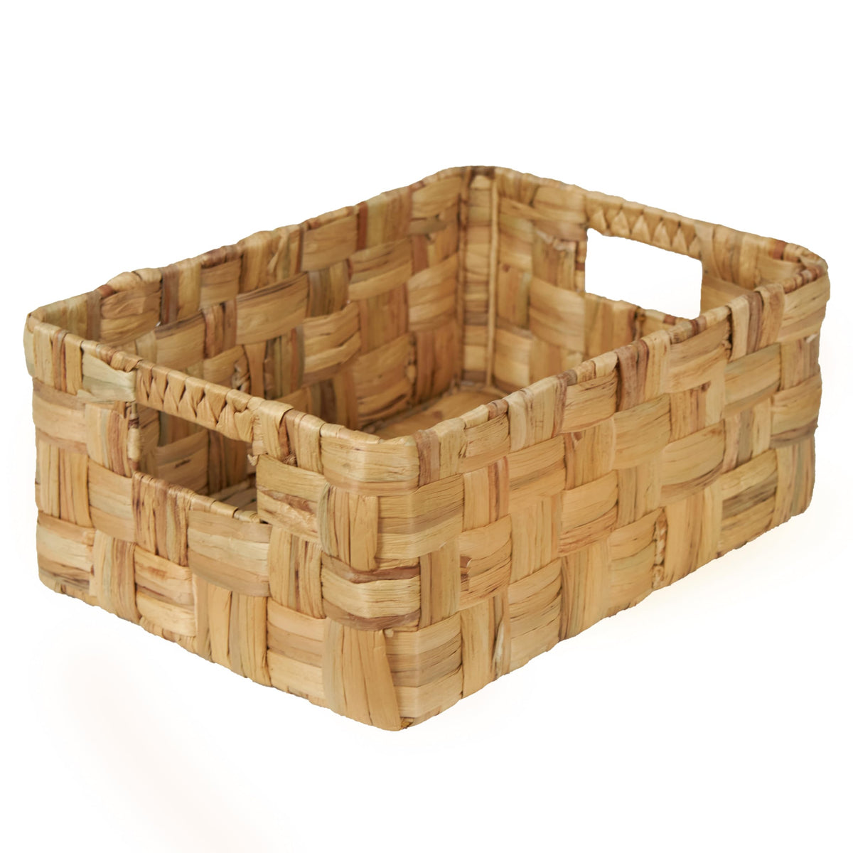 VATIMA Hyacinth Small Wicker Basket 11.6x8.1x4.9" - Bathroom Organizer, Wooden Handle, Decorative Storage