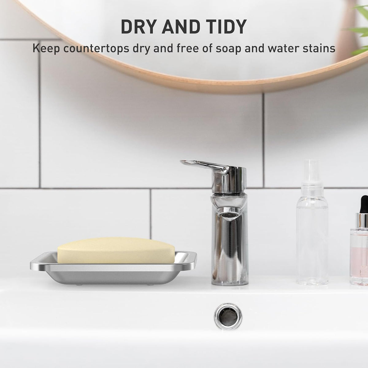 Stainless Steel Soap Dish for Kitchen Sink, Large Draining Tray