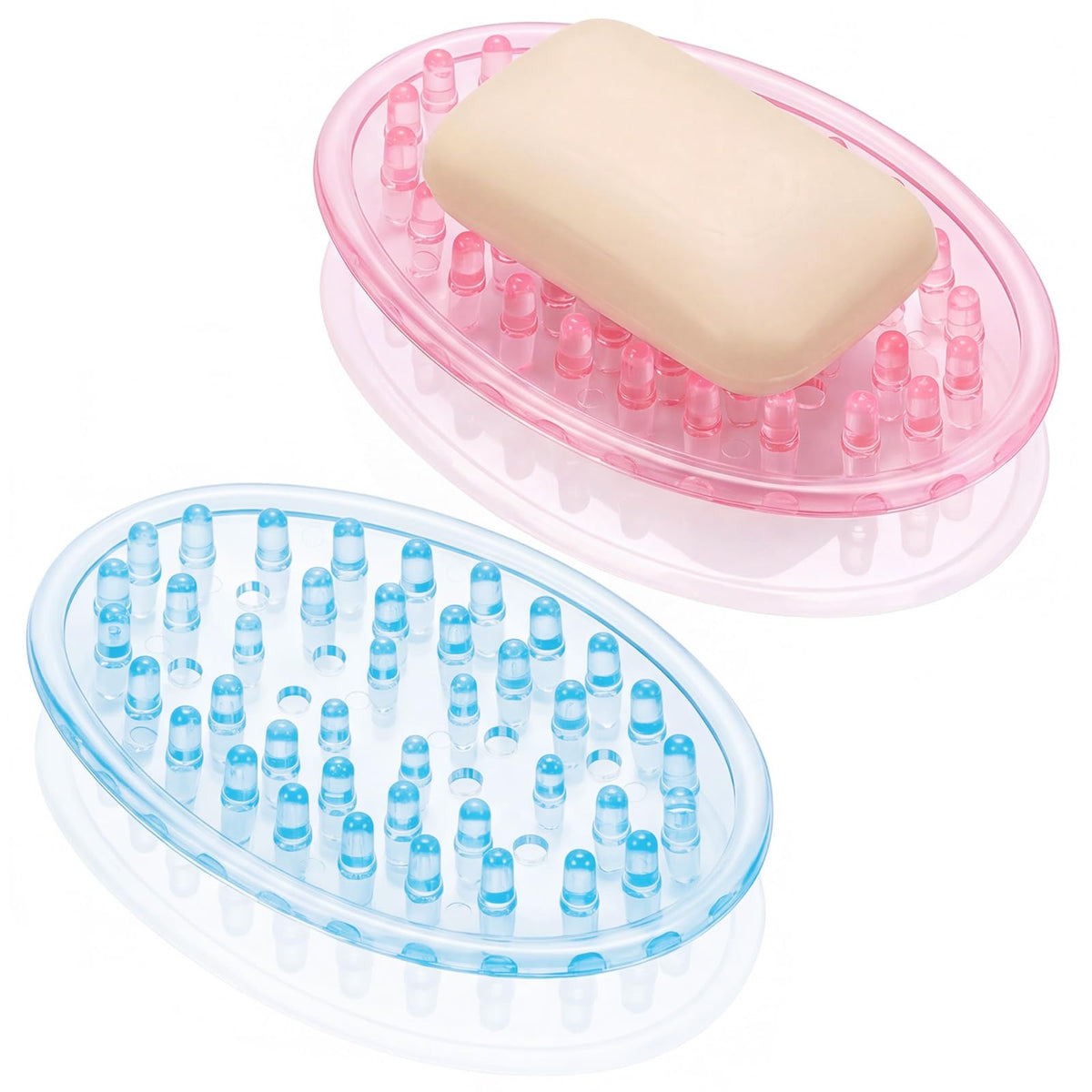 6 Pcs Soap Dish with Holes for Kitchen Bathroom, Clear