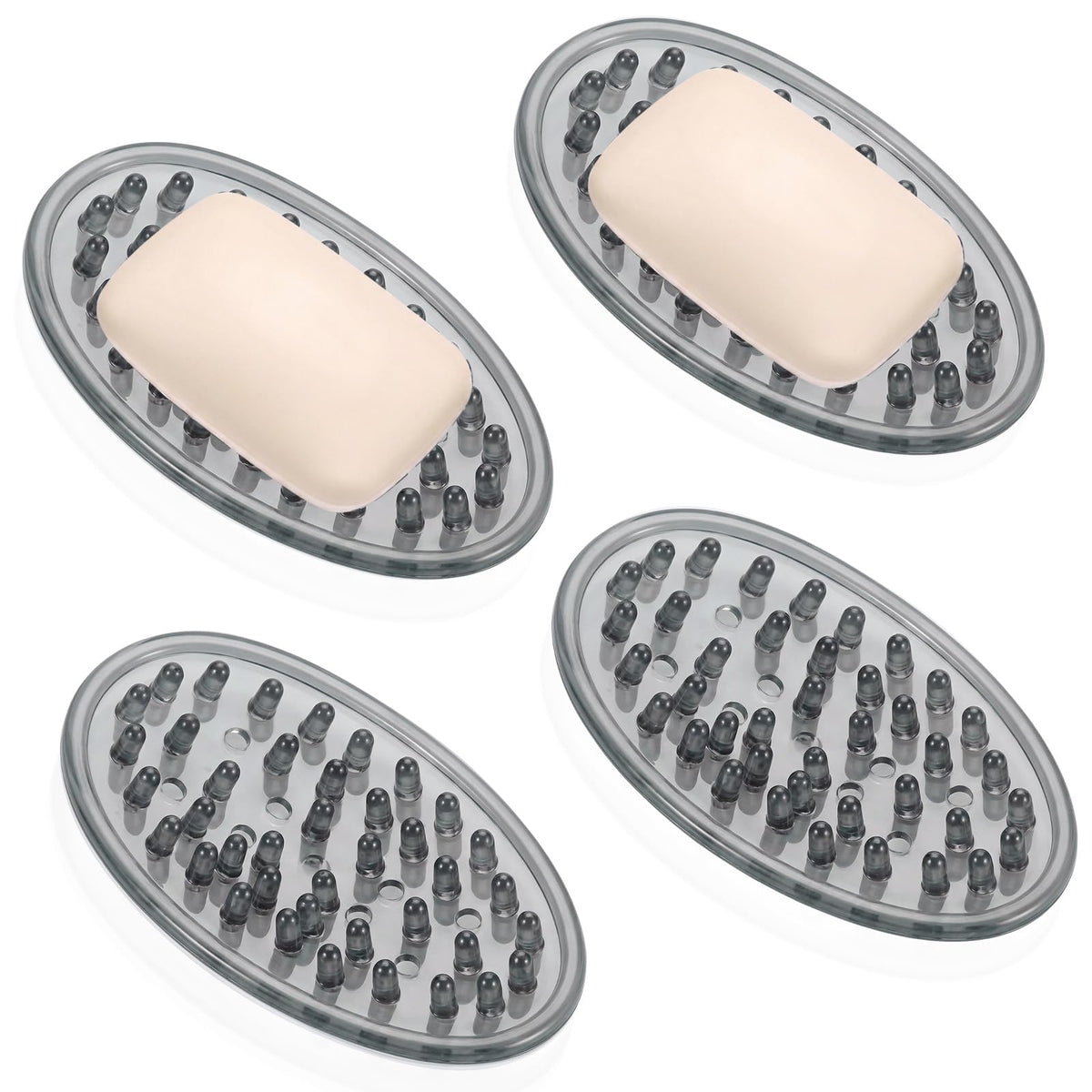 6 Pcs Soap Dish with Holes for Kitchen Bathroom, Clear