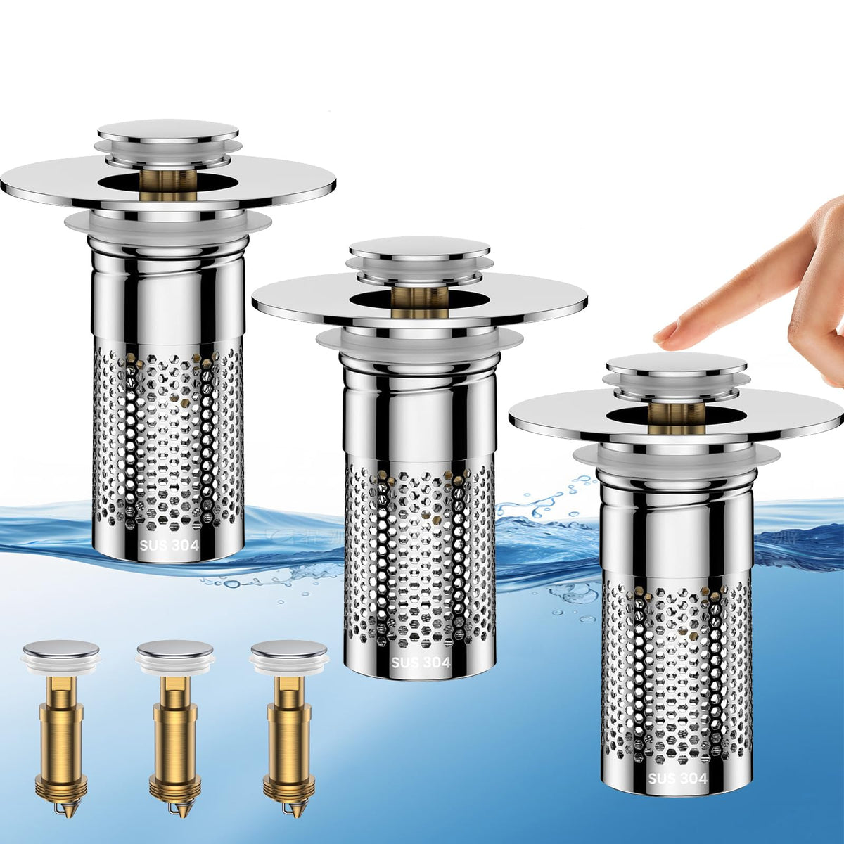 Bathroom Sink Drain Strainer,Universal Pop-Up Sink Stopper Hair Catcher