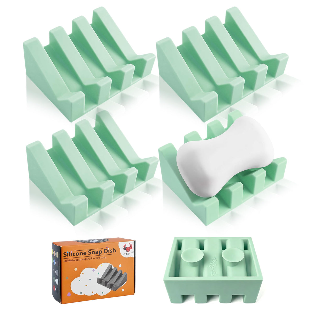 Soap Dish Holder for Shower with Suction Cup, Silicone Soap Holder & Saver Self-Draining Bar Soap Dish Keeps Soap Dry for Bathroom, Kitchen, Bathtub, Extends Soap Life (LightGrey-1Pack)