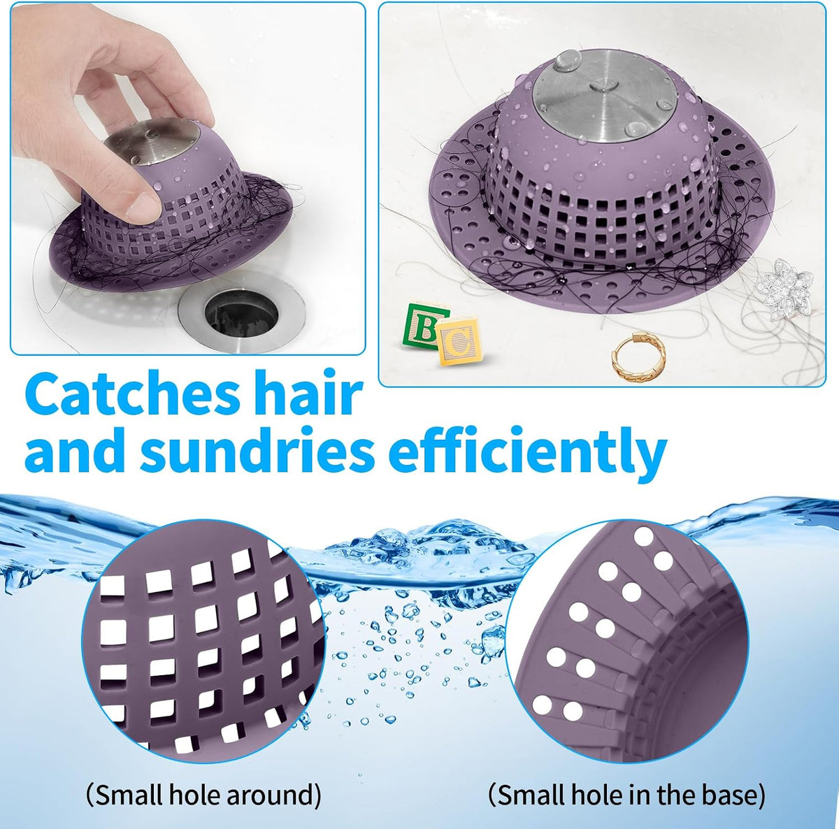 Aluvor Shower Drain Hair Catcher Bathtub Drain Cover Sink Drain Protector