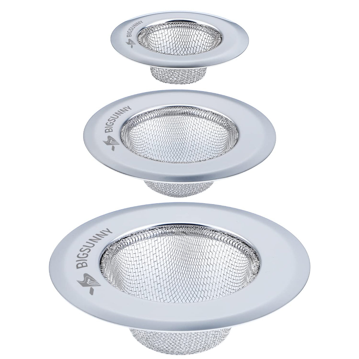 Mesh Sink Strainer Set of 2, MSY BIGSUNNY Stainless Steel Kitchen Sink Strainer Kitchen Drain Strainer with Large Wide Rim 4.5 inch Diameter for Kitchen Sinks