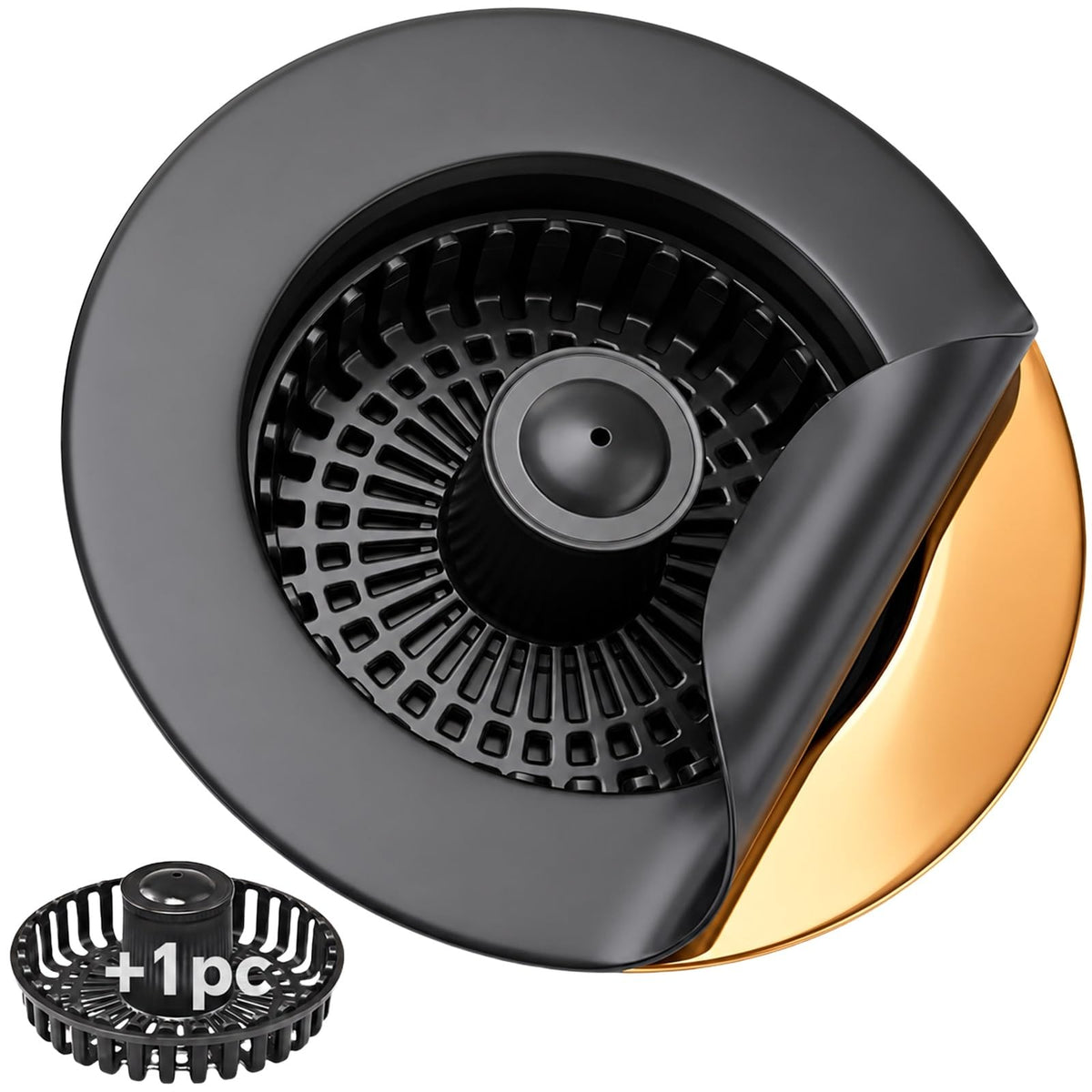 Solid Brass Body 3-in-1 Kitchen Sink Drain Strainer & Stopper, Heavy Duty Pop Up Plug Assembly with 2 Baskets, Anti-Clog Replacement for US Standard 3-1/2 Inch Drains, Rust-Proof Silver