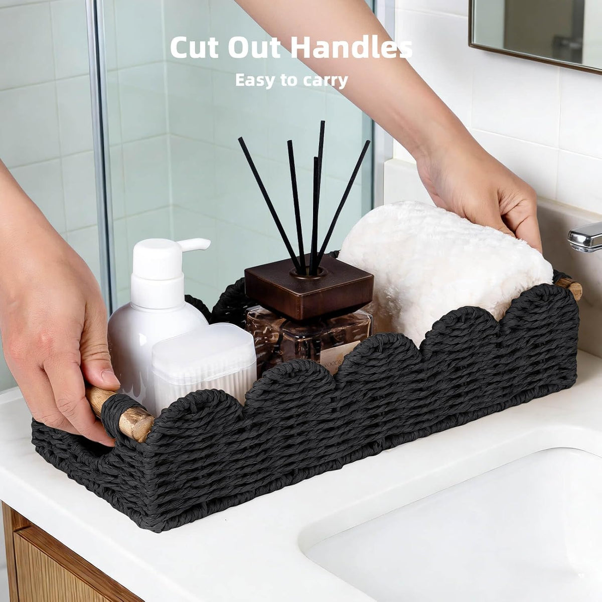 CubesLand Toilet Tank Paper Storage Basket Bathroom Decor Organizer Basket