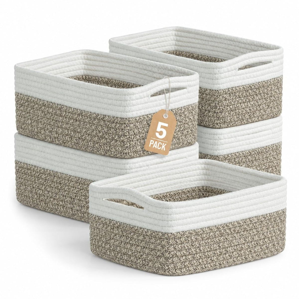 5 Pack Small Woven Storage Baskets for Shelves, Gift Baskets Empty
