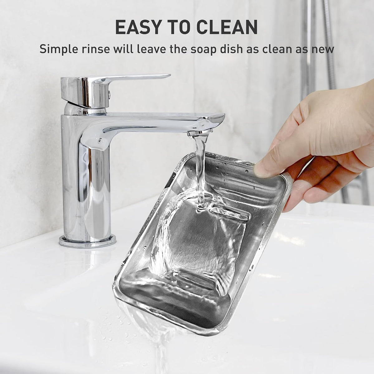 Stainless Steel Soap Dish for Kitchen Sink, Large Draining Tray