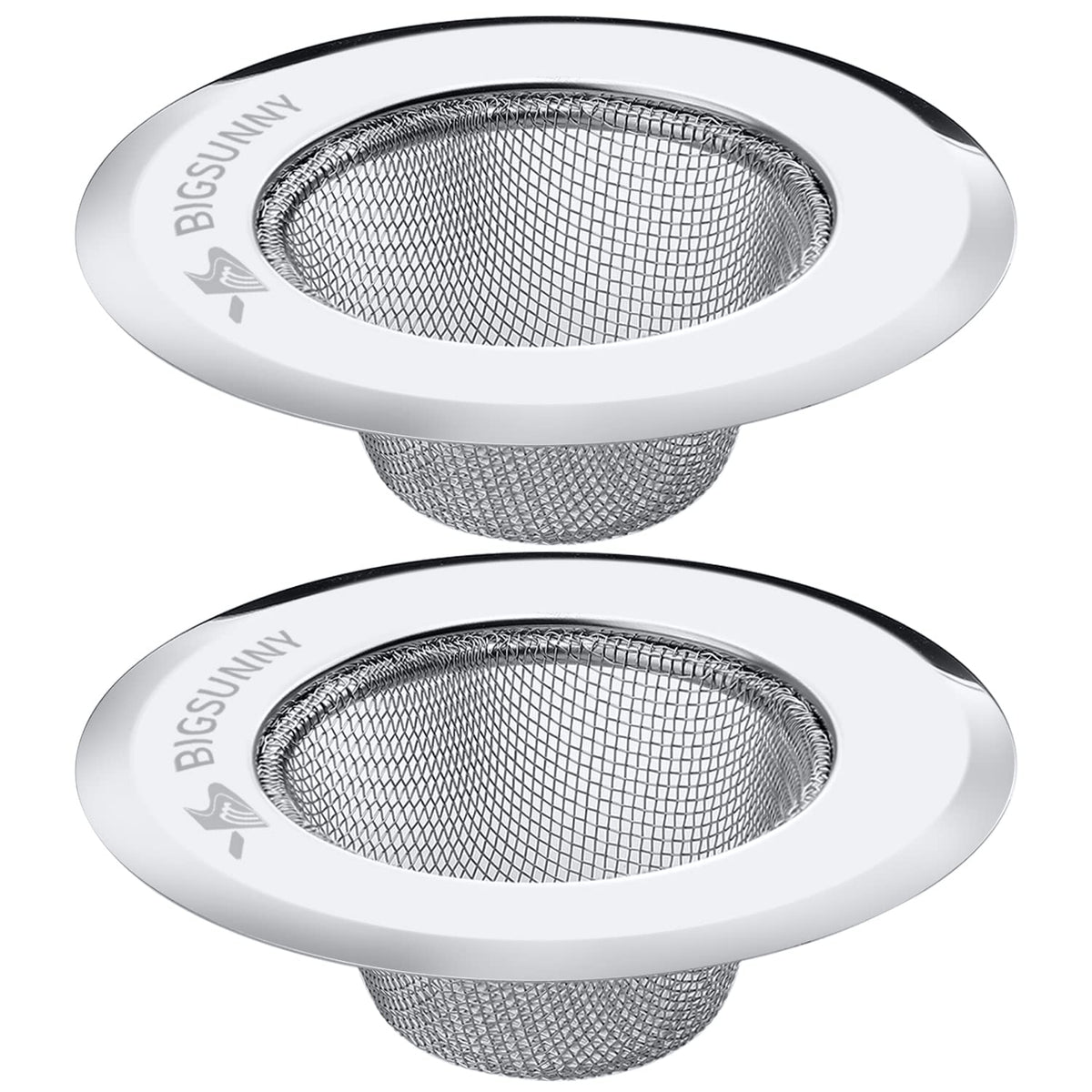 Mesh Sink Strainer Set of 2, MSY BIGSUNNY Stainless Steel Kitchen Sink Strainer Kitchen Drain Strainer with Large Wide Rim 4.5 inch Diameter for Kitchen Sinks