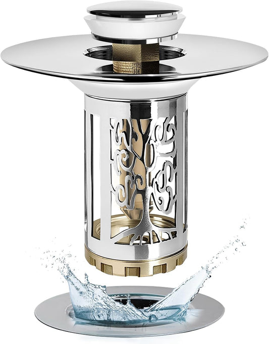 BAOLSLS Bathroom Sink Drain Strainer with Pop Up Removable Hair Catcher