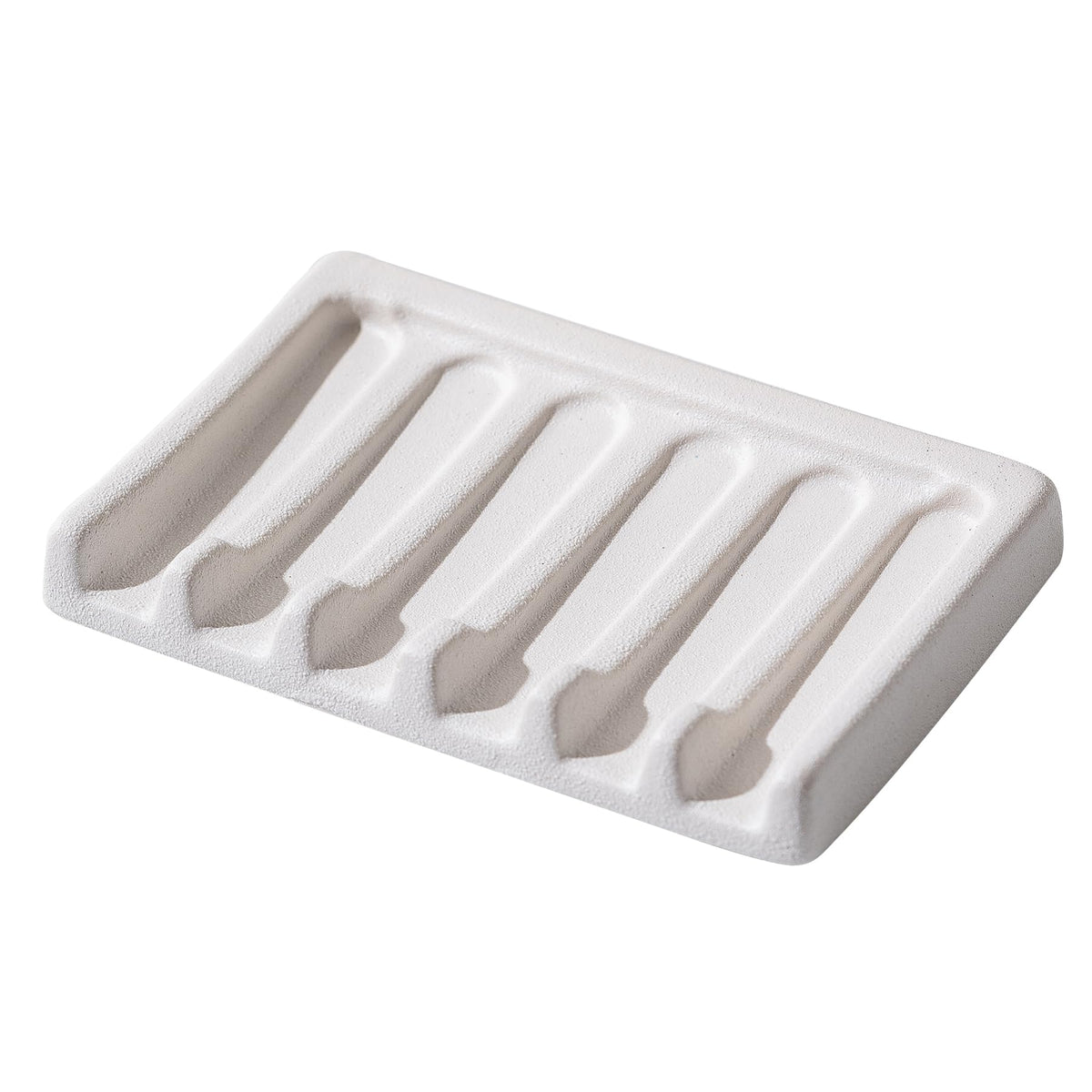 Tanew Self Draining Premium Ceramic Soap Dish, Bar Waterfall Soap Dish, Shower Soap Holder Sponge Holder Soap Tray Savers for Bathroom, Shower, Kitchen, Sink and Countertop