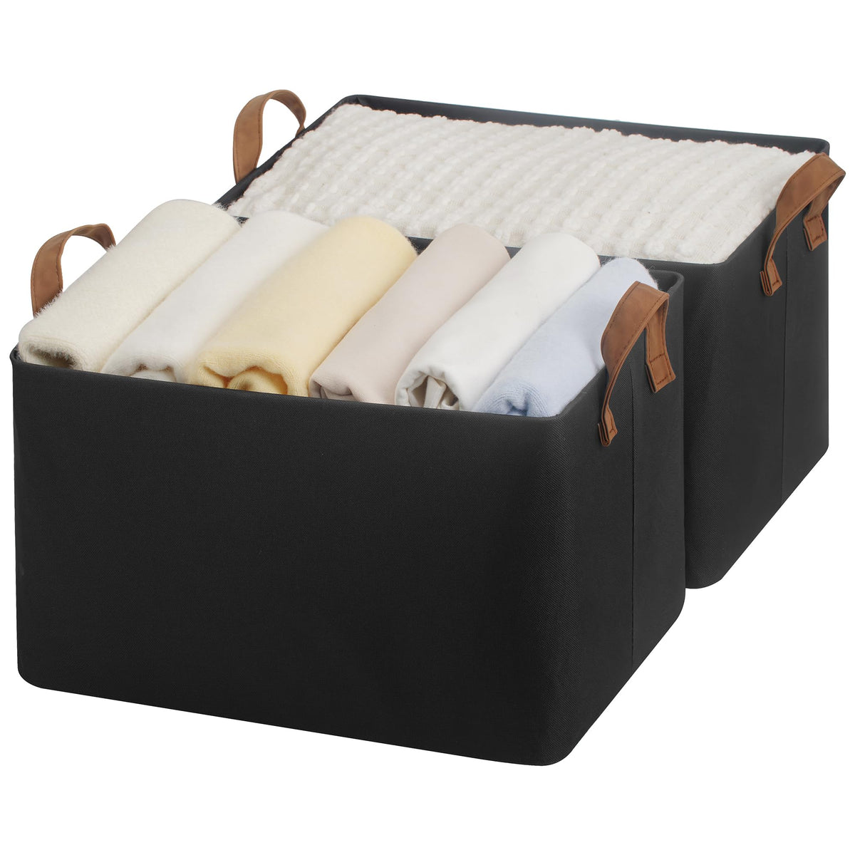 StorageWorks Storage Basket for Shelves, Storage Bins, Beige, 2-Pack