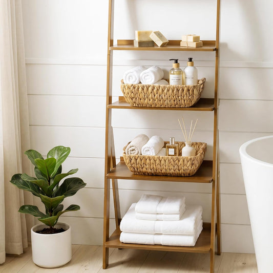 StorageWorks Wicker Baskets for Shelves, Hyacinth Storage Baskets, 2 Pack