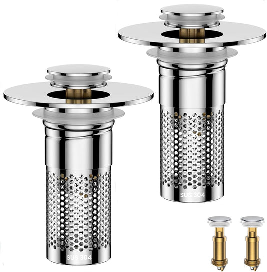 Bathroom Sink Drain Strainer,Universal Pop-Up Sink Stopper Hair Catcher