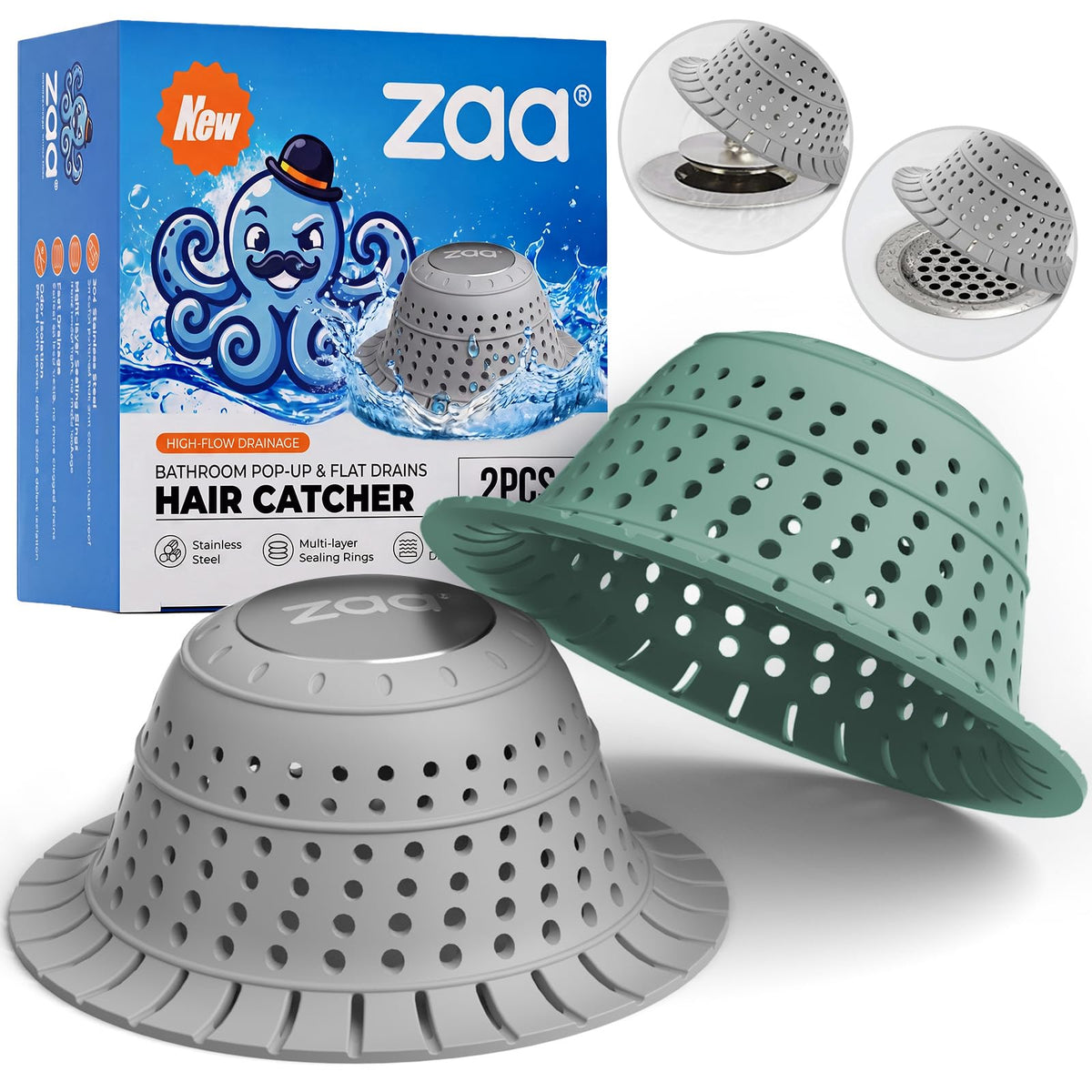 zaa Shower Drain Hair Catcher Bathtub Drain Cover Strainer Protector