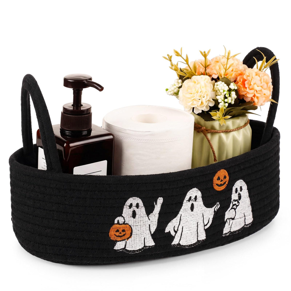 Vesici Eucalyptus Toilet Paper Storage Basket with Handles, Cotton Rope