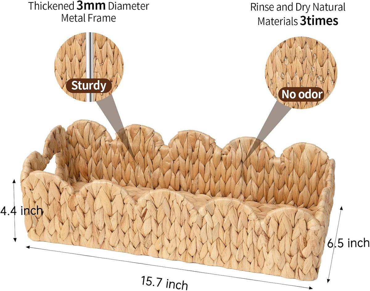 Coeusy Scalloped Toilet Paper Basket, Wicker Basket for Bathroom, Natural
