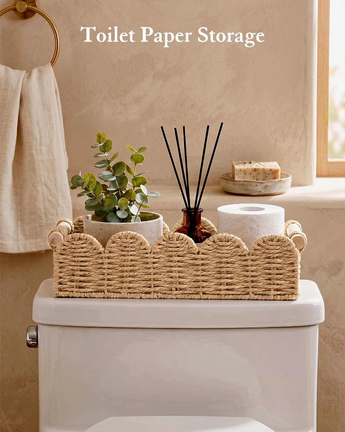 Toilet Paper Storage Basket for Toilet Tank, Bathroom Organizer
