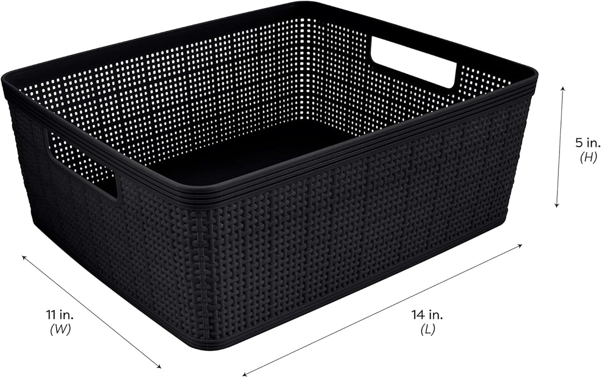 Simplify 10 Piece Organizing Set | Multiple Size Bins | Multipurpose | Office | Desk | Dorm | Bathroom | Storage Basket | Small Items | Accessories | Black