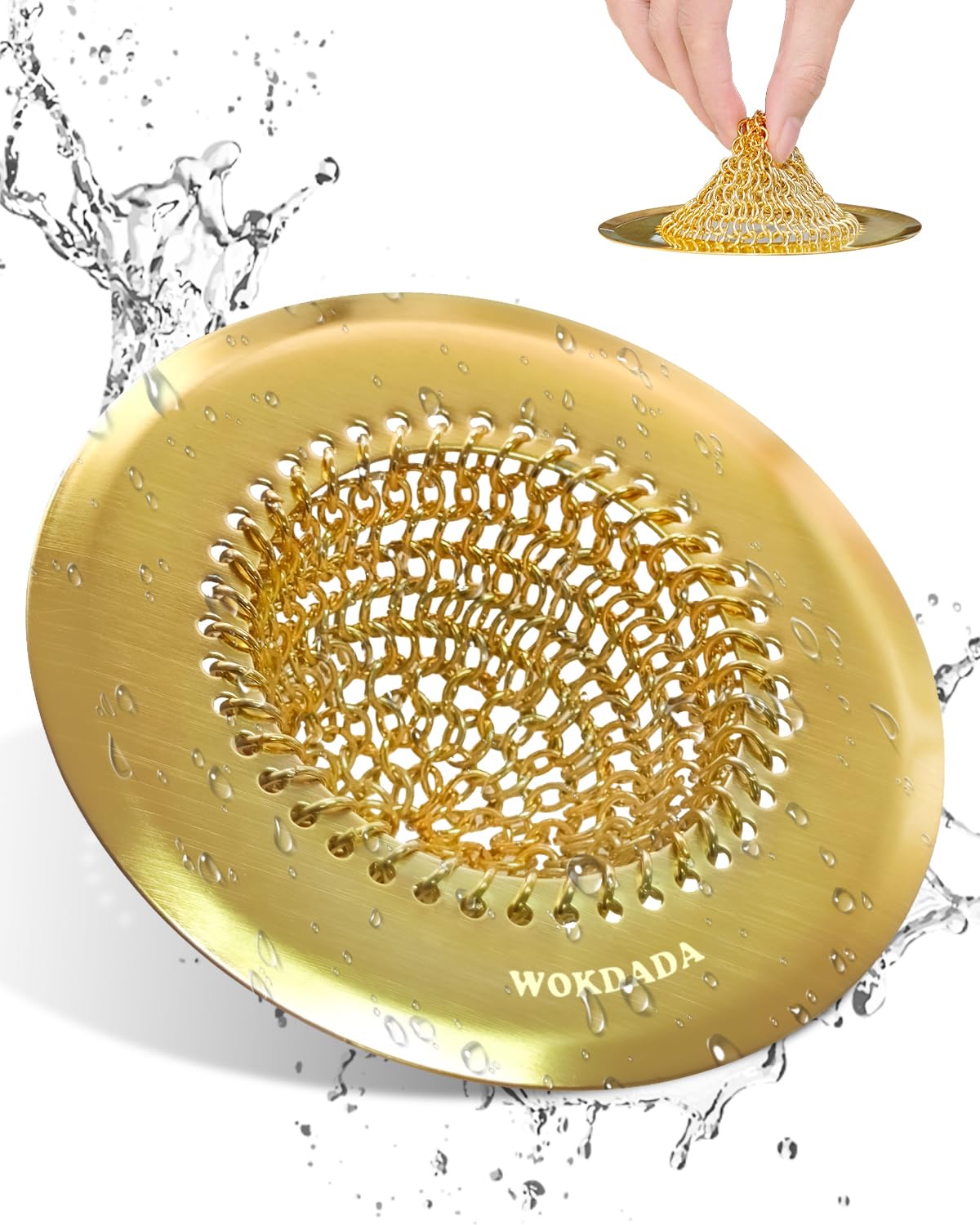 2 Pack Kitchen Sink Drain Strainer,Patented Reversible Chain Mesh Basket
