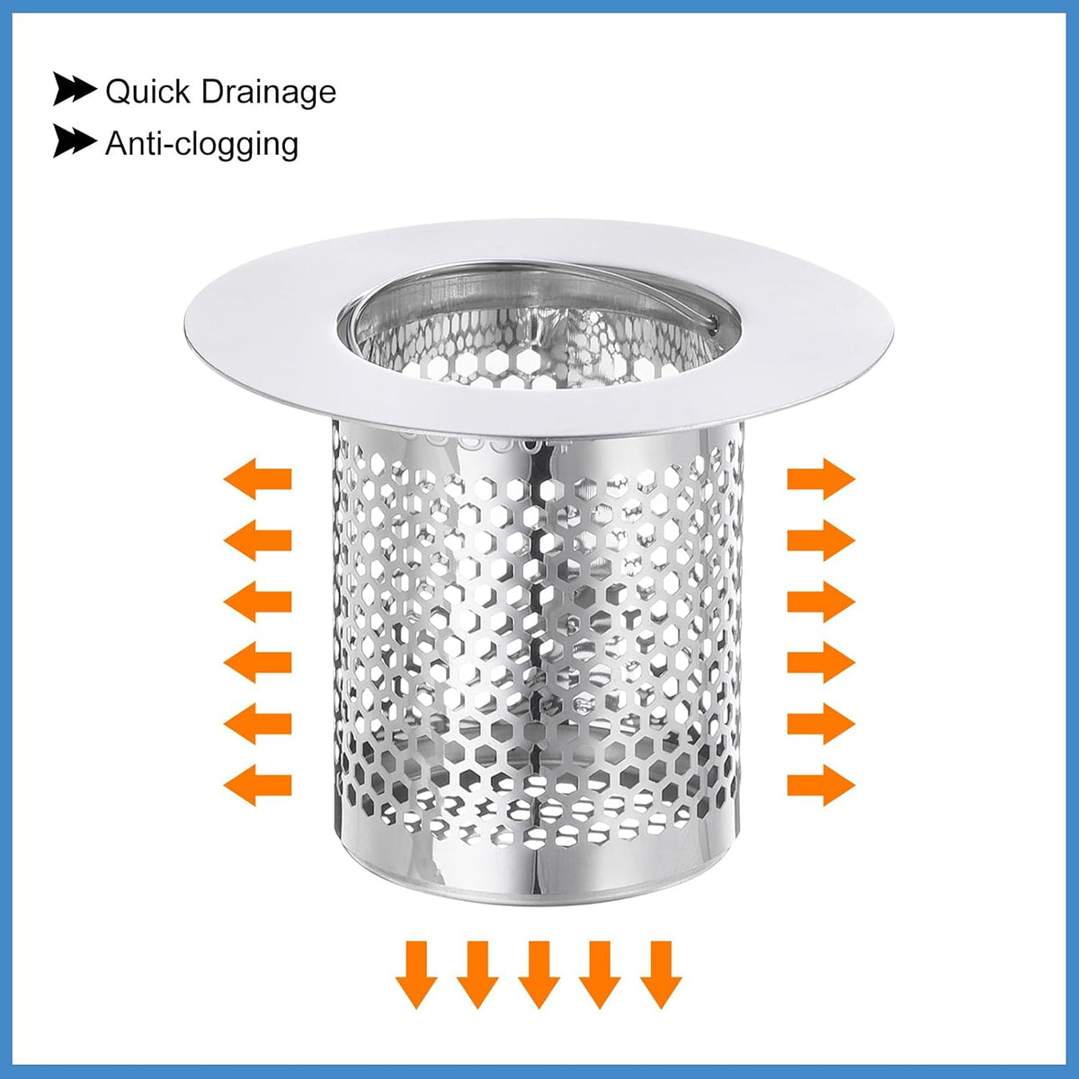 uxcell 2 Pack Shower Drain Strainer, 2" x 2.5" Stainless Steel Floor Drain Strainer Deep Sink Hair Catcher for Kitchen Bathroom Balcony Floor Drain, Fit Hole Size from 1.57" to 2.56"