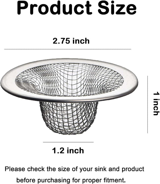 20Pcs Bathroom Sink Drain Strainer Screen Mesh, 2.75'' Stainless Steel Slop Basket Filter Trap Sink Drain Mesh Basket Hair Catcher Filter Cover for Lavatory RV Shower Floor Utility Drain