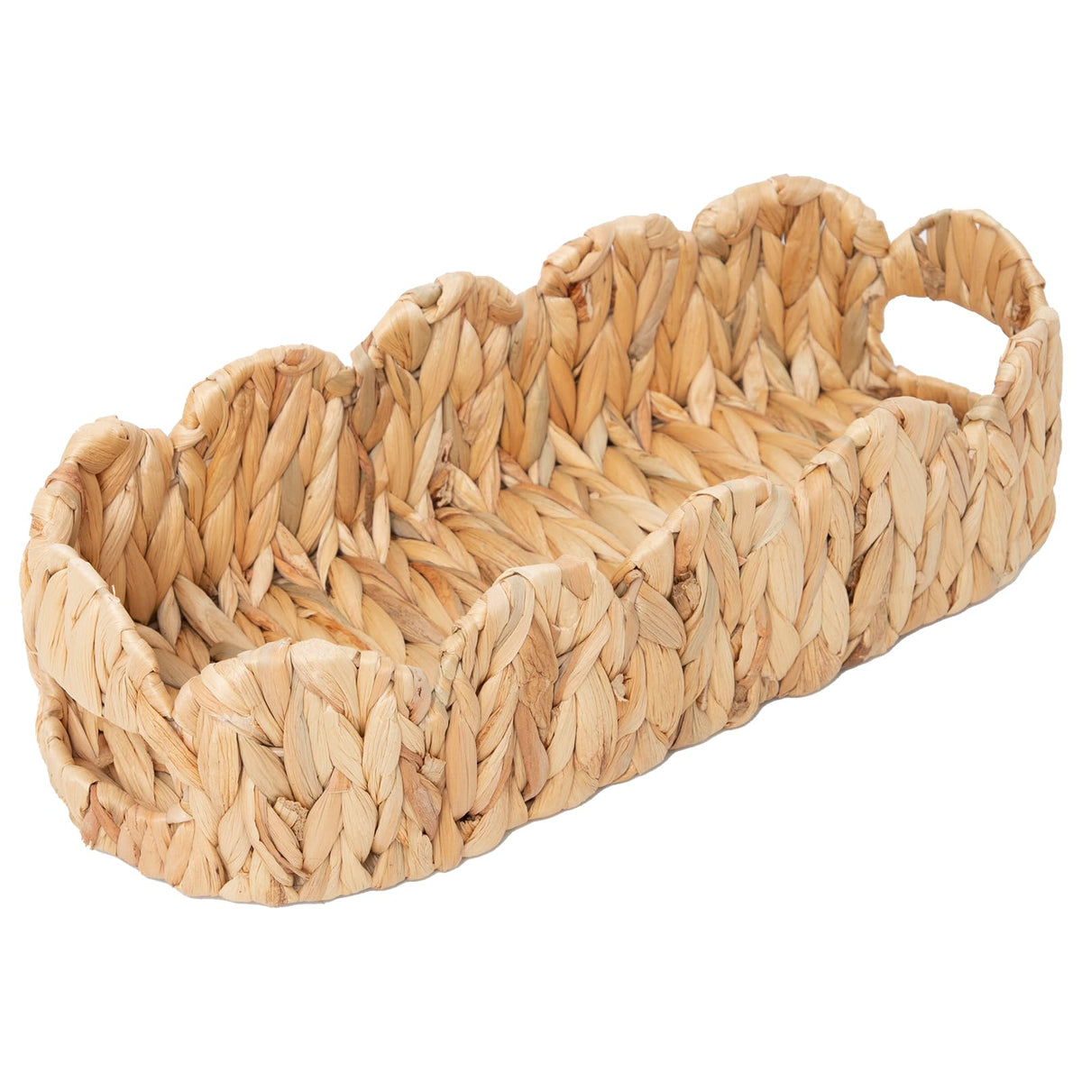 Coeusy Scalloped Toilet Paper Basket, Wicker Basket for Bathroom, Natural