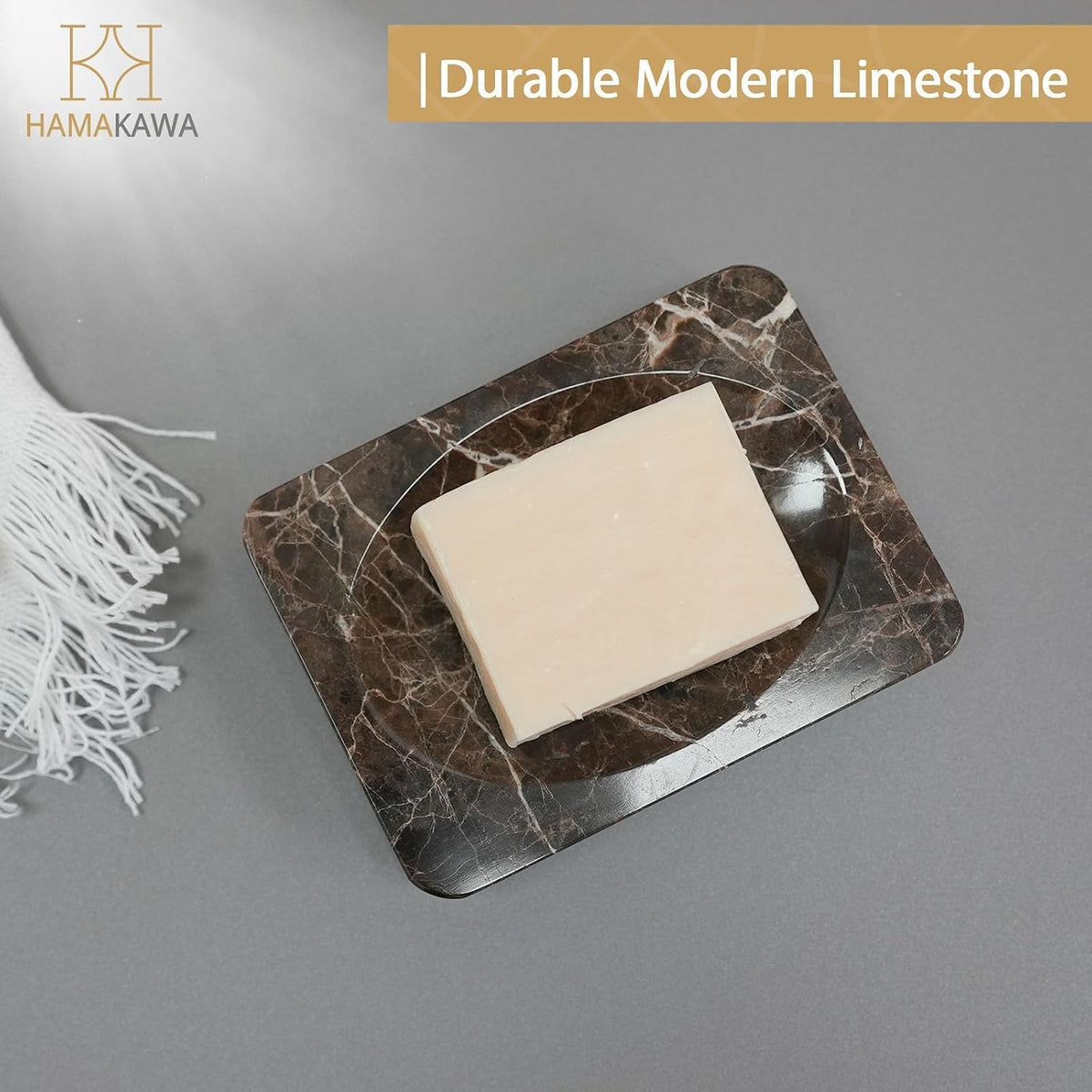 Natural Marble Soap Dish, Rectangle Emperador Dark Jewelry Dish
