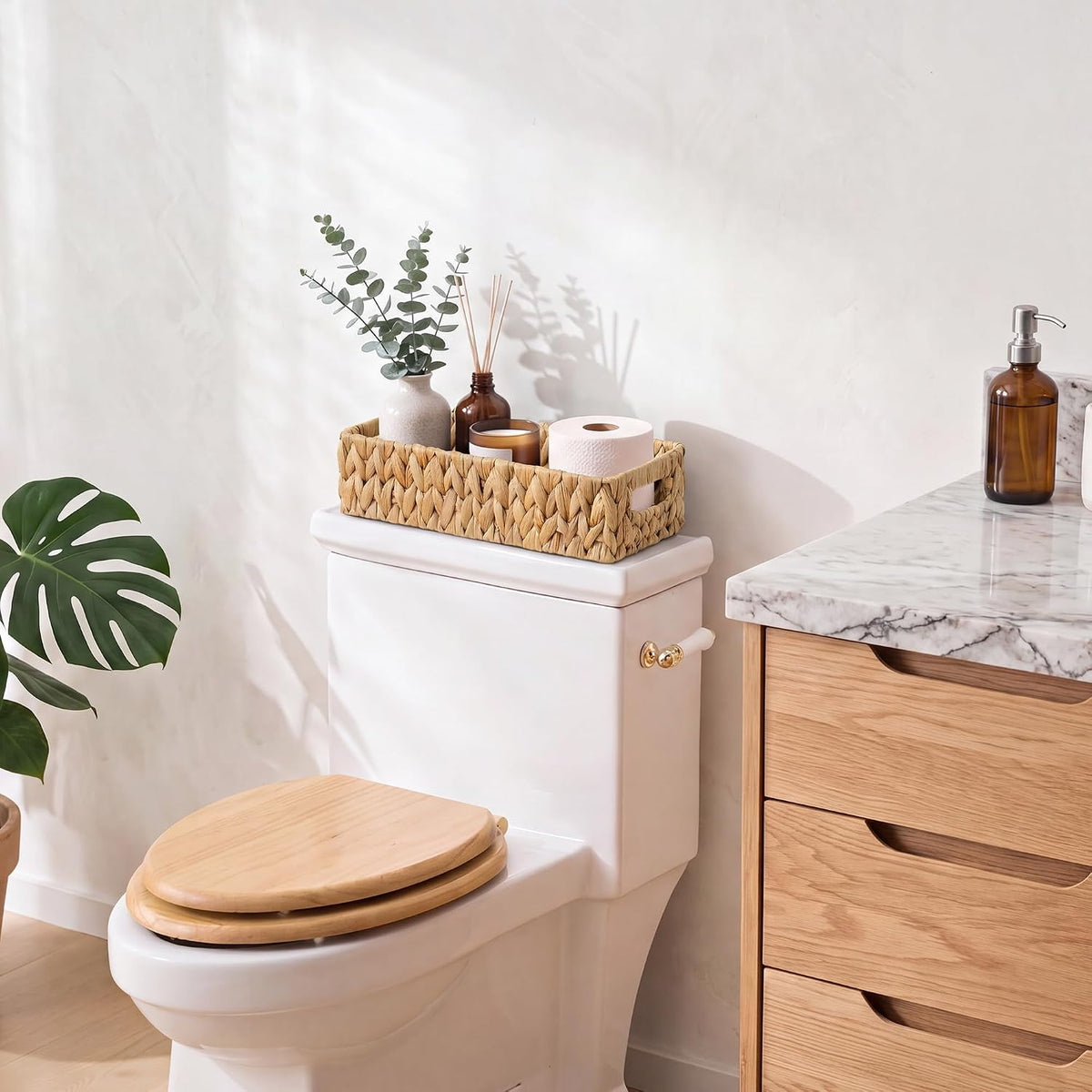 StorageWorks Toilet Paper Basket, Small Bathroom Basket Organizer