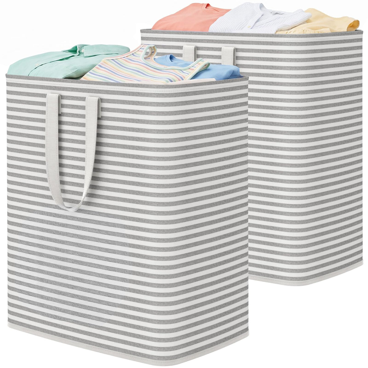 Lifewit 80L Large Laundry Baskets, Laundry Hampers Bags, 2 Pack, Grey