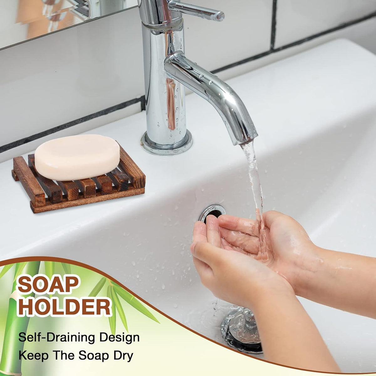 Skylety 50 Pieces Wooden Shower Soap Dish Bulk Soap Holder, Brown Color