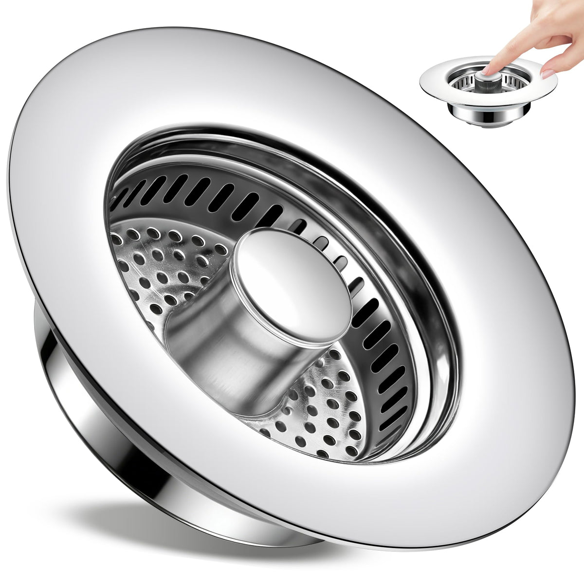 TGOSOMT Kitchen Sink Drain Strainer Stopper, Anti-Clog & Quick Drain