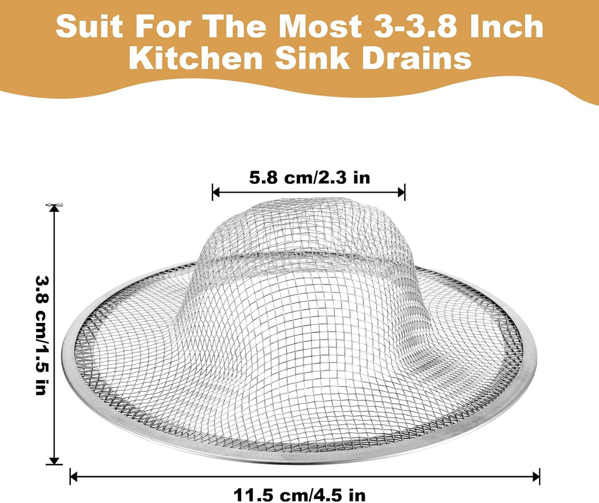 20 Pcs Stainless Steel Sink Strainers, 4.5" Diameter Mesh Sink Drain Strainers, Slop Basket Filter Traps for Kitchen Sinks, Bathroom Sinks, Shower Drains, and Floor Drains