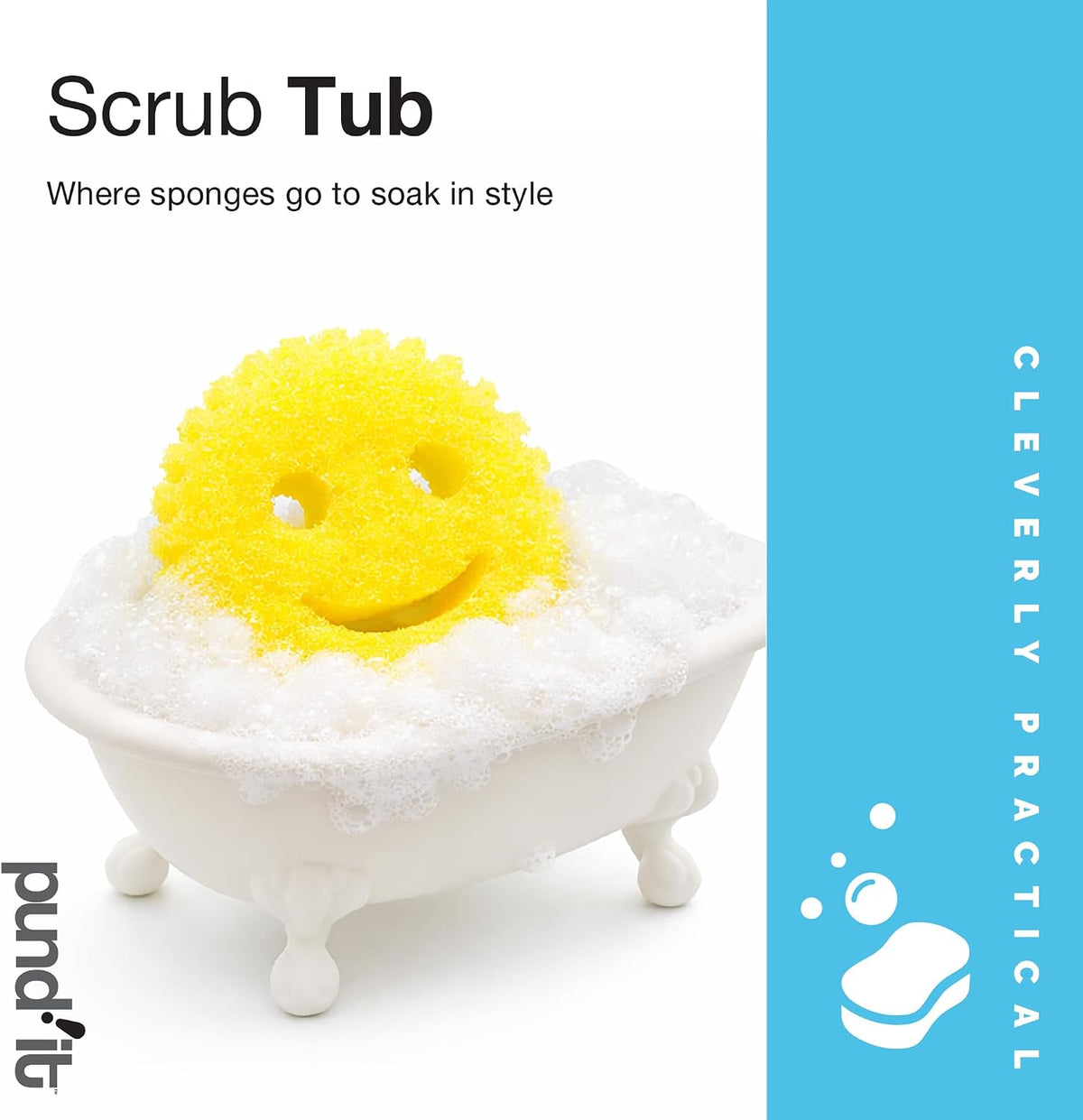 Pund'it Scrub Tub, 6" x 4" Silicone Countertop Sponge Holder & Sink Caddy