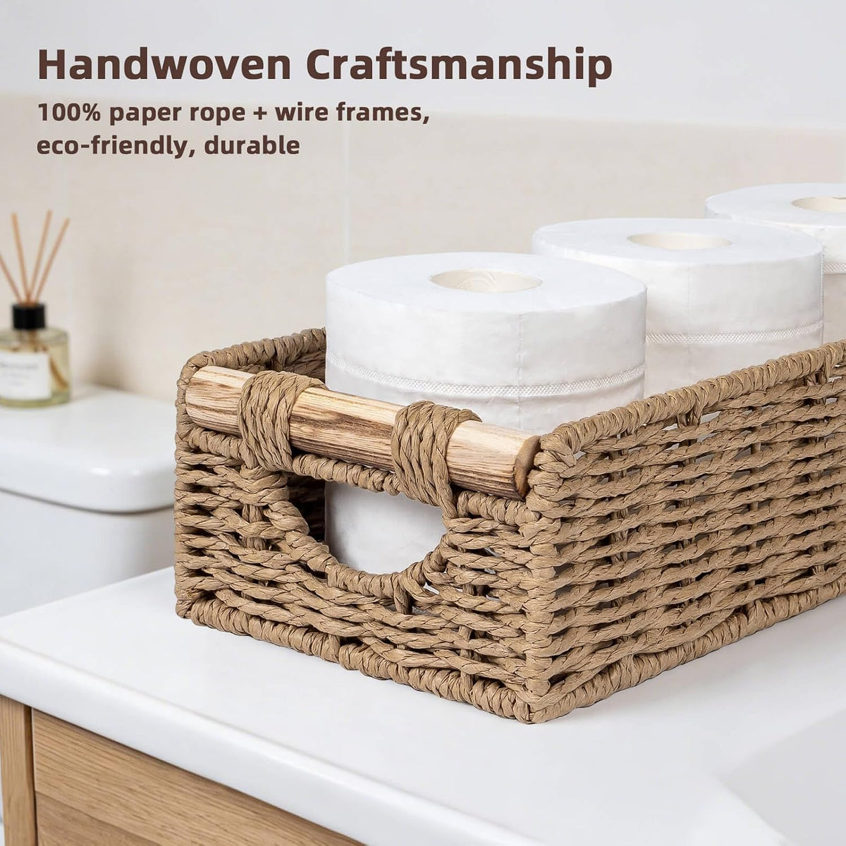 CubesLand Back of Toilet Storage Basket for Organizing W/Cut Out Handle