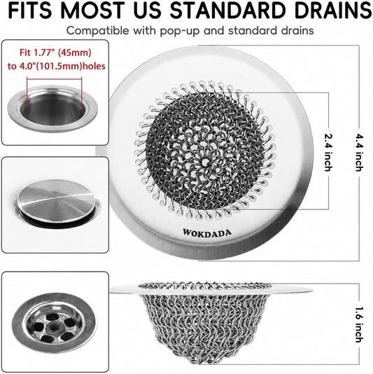WOKDADA Shower Drain Hair Catcher, Patented Bathtub Drain Cover, Anti-Clog