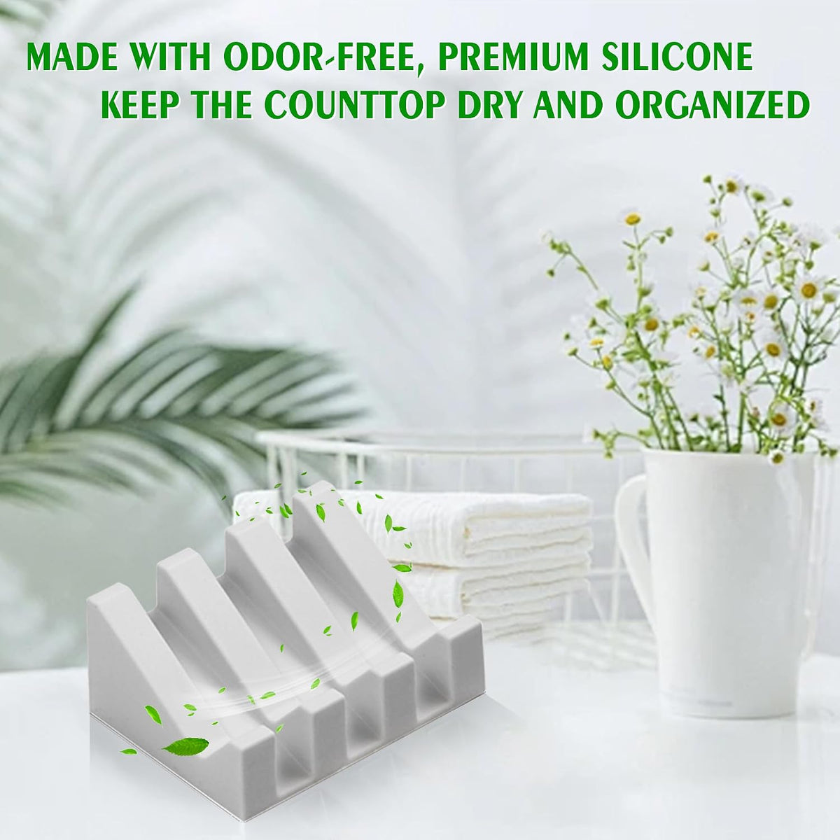 Soap Dish Holder for Shower with Suction Cup, Silicone Soap Holder & Saver Self-Draining Bar Soap Dish Keeps Soap Dry for Bathroom, Kitchen, Bathtub, Extends Soap Life (LightGrey-1Pack)
